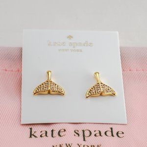Kate Spade Golden Whale Tails Stud Earrings (with Dust Bag) Brand New